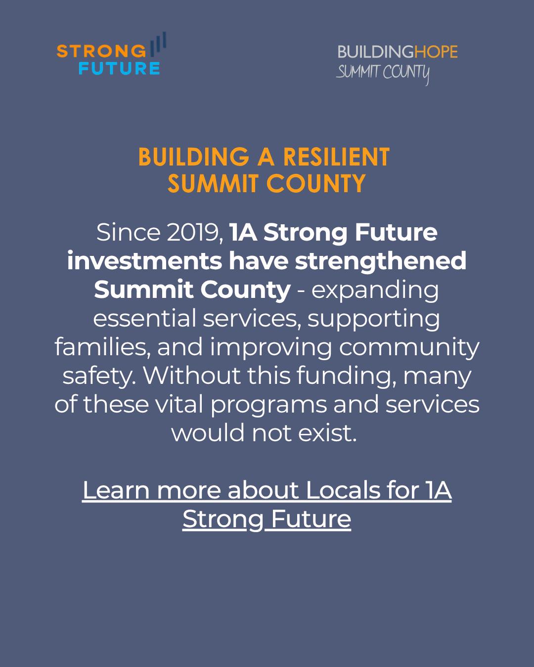 BUILDING A RESILIENT SUMMIT COUNTY BUILDING A RESILIENT SUMMIT COUNTY